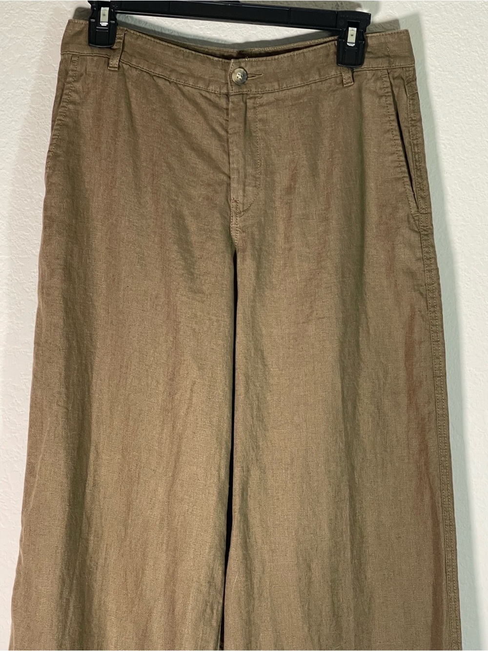 Madewell The Petite Zoe Relaxed Wide Pant in 100% Linen Size 2P in Safari Khaki - Picture 6 of 16